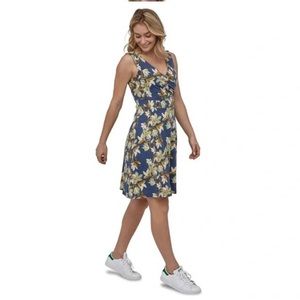 Patagonia Porch Song Dress Organic Cotton Dolomite Blue Squash Blossom Size XS